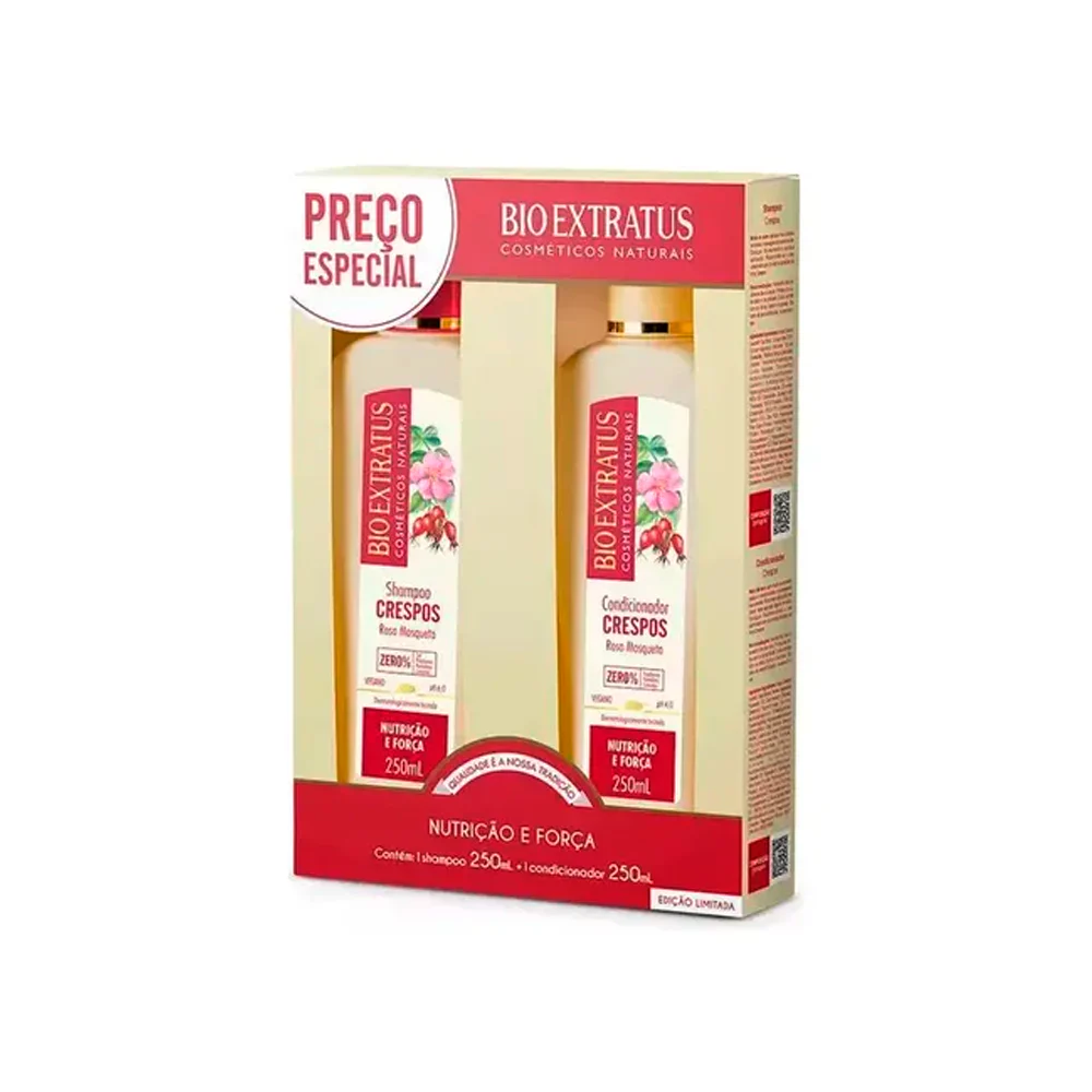 Kit Shampoo e Condicionador Bio Extratus Crespos Vegano 250ml